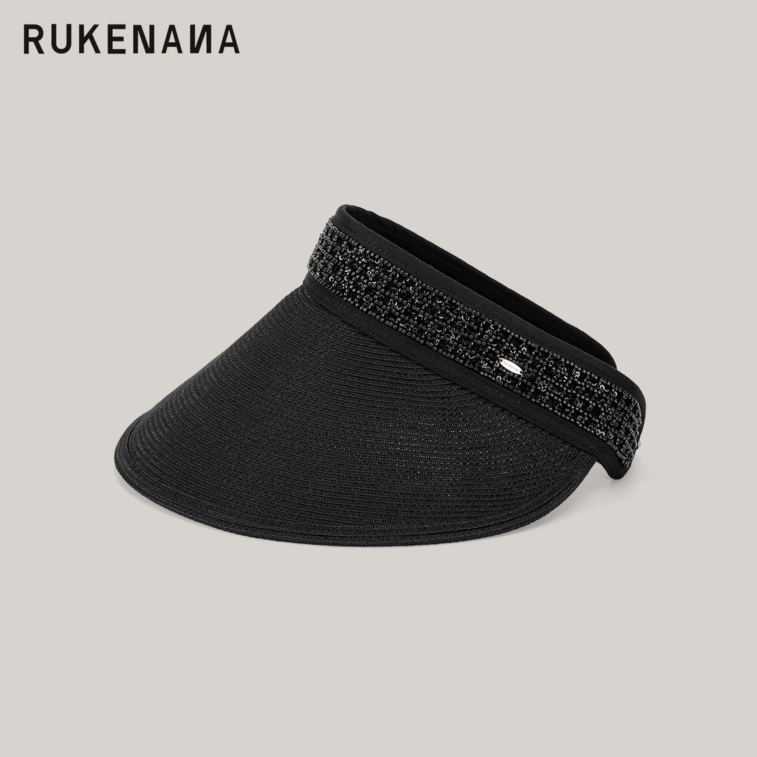 RUKENANA夏季新款遮阳防晒空顶帽女休闲百搭出游鸭舌帽精致串珠