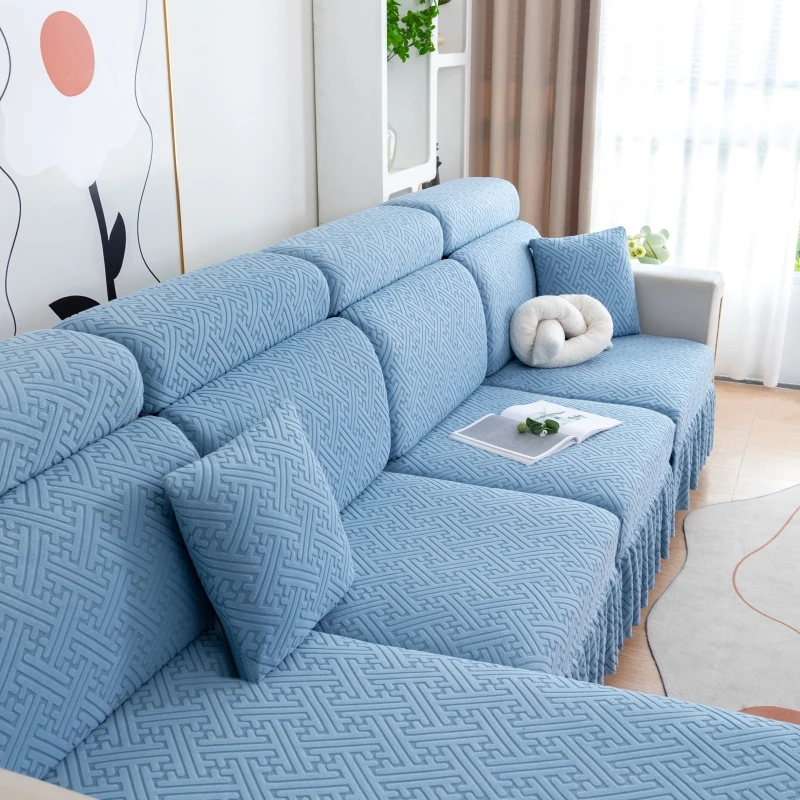 雅致裙边沙发套防尘弹力全盖盖布巾罩笠通用春夏款沙发套罩