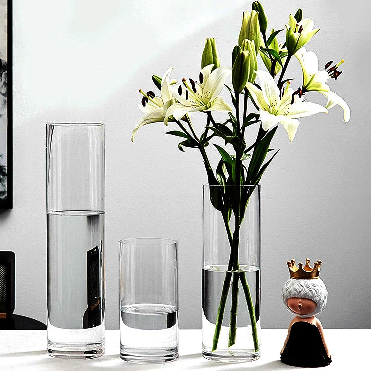 透明直筒玻璃花瓶大号落地客厅富贵竹鲜花水培植物器皿鱼缸景观瓶