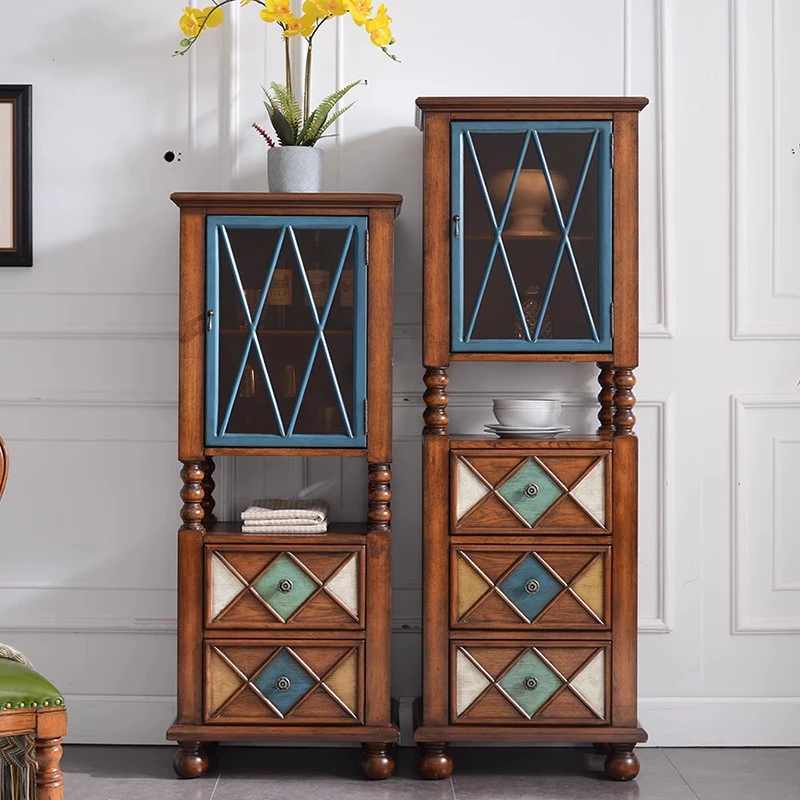 【卢森专属13号】美式实木电视边柜储物落地双门立柜收纳酒柜JX1144