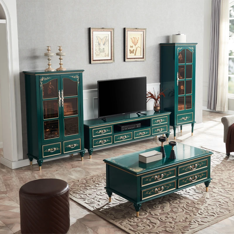 【卢森专属】现代轻奢风实木高级感电视柜茶几酒柜彩绘