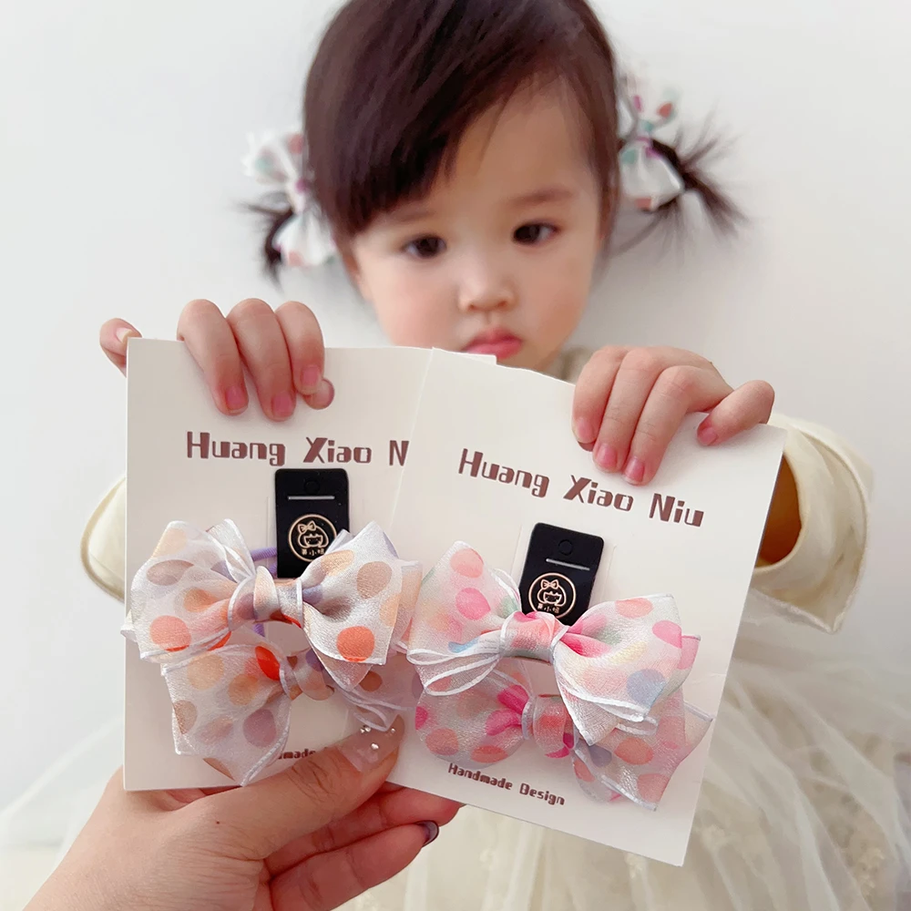 黄小妞 儿童发饰雪纱蝴蝶结发圈宝宝头饰皮筋不伤发女孩扎发头绳