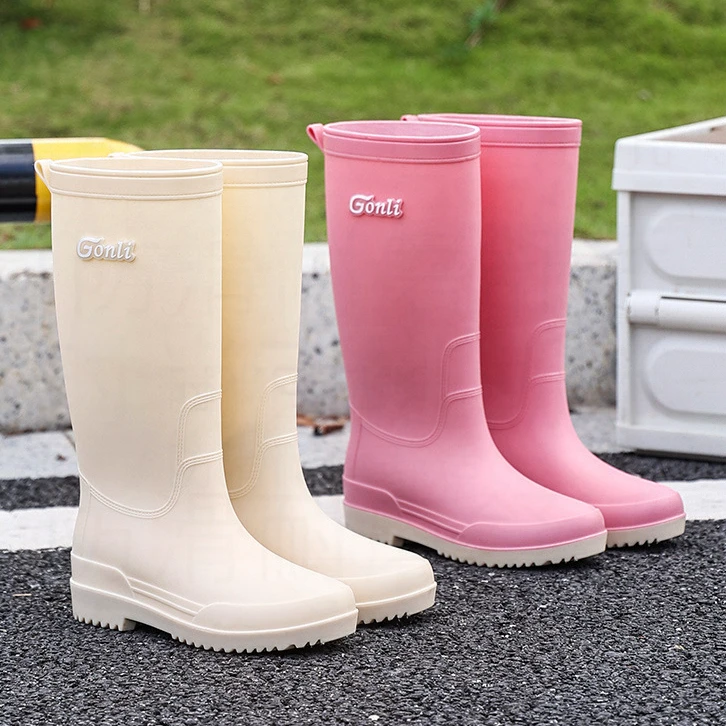 雨鞋女款中筒时尚外穿防水雨靴日系平跟一体绒保暖防滑耐磨水鞋女