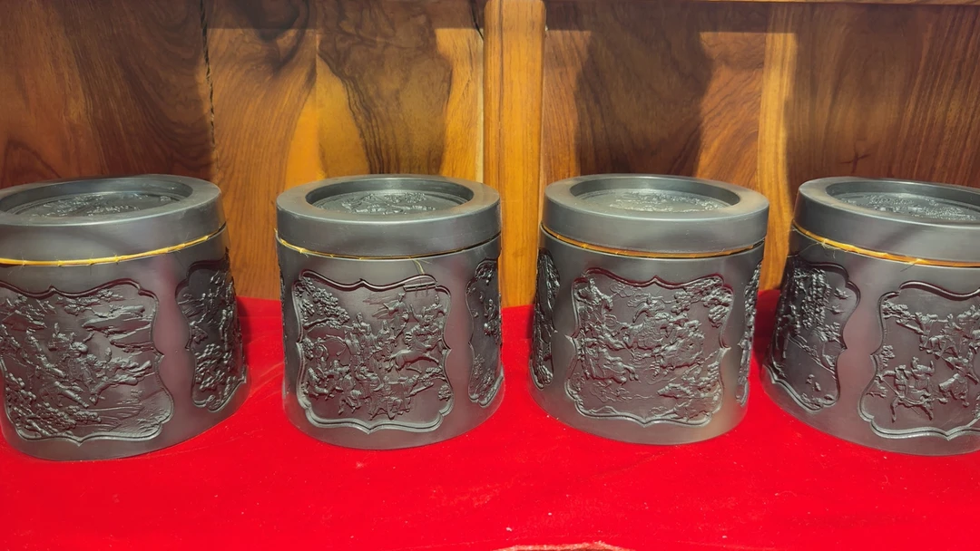 郭锡侠细泥雕刻罐蛐蛐罐喂食器一对价格