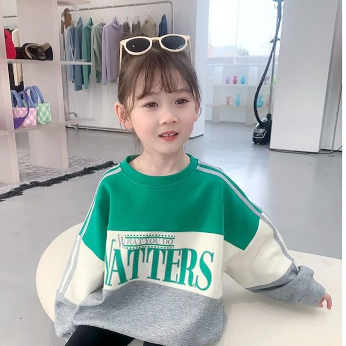 女童卫衣2025春季秋装新款儿童宝宝韩版洋气撞色拼接休闲上衣卫衣