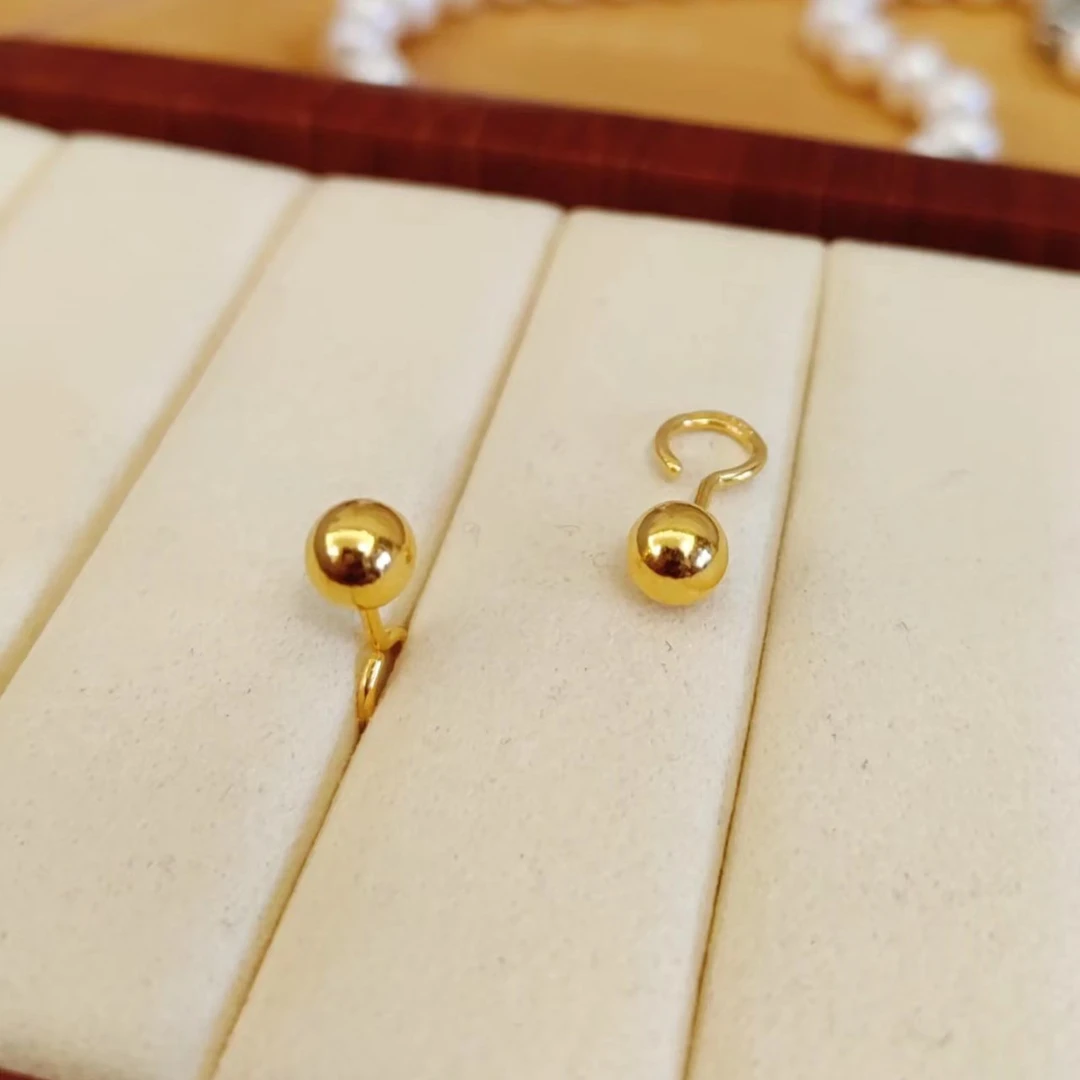 Chow Tai Seng/周大生足金光球耳钉经典球球耳饰养耳神器黄金耳钉