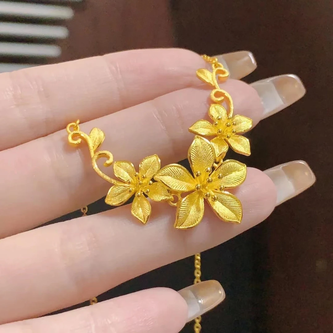Chow Tai Seng/周大生通体足金）足金幸福花嫁系列三生花项链