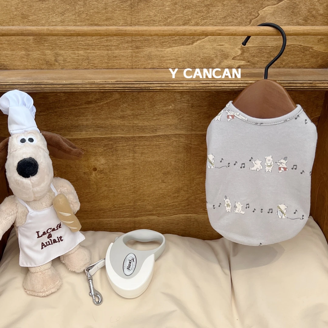 YCANCAN 可爱小熊乐队宠物猫狗纯棉背心出口婴童面料马尔济斯衣服