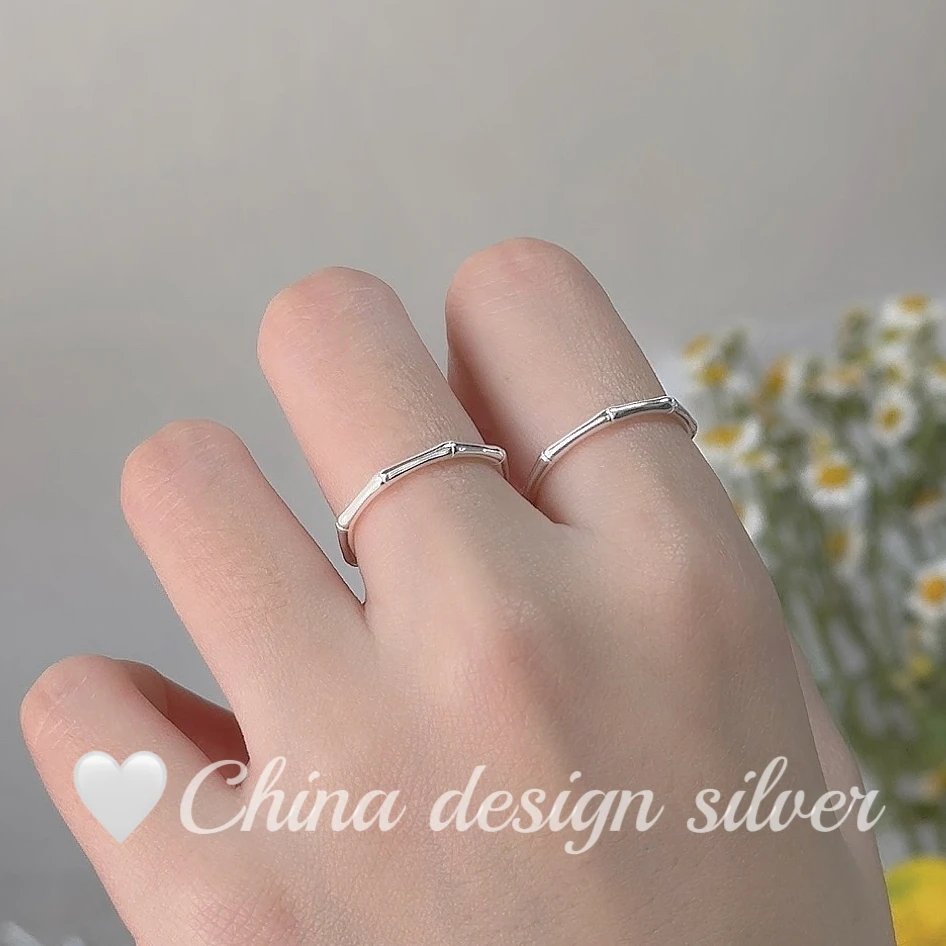 925银戒指 L.M-016 小众设计轻奢高级竹节素圈指环时尚气质银戒