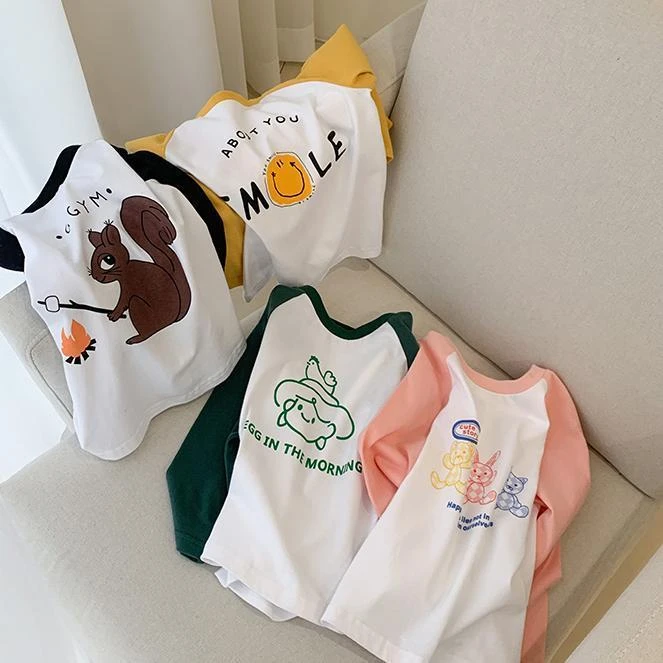 女童T恤2025春装新款儿童时髦休闲上衣宝宝洋气长袖印花衣服