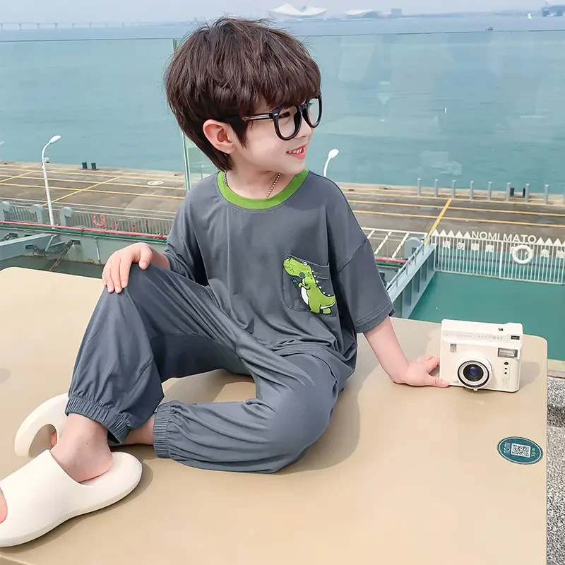 男童睡衣套装短袖夏装新款儿童家居服短袖空调服夏季两件套