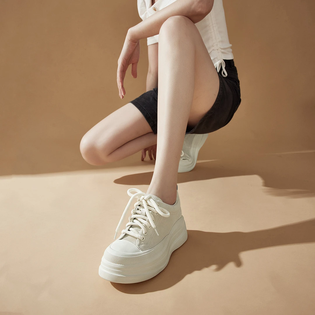 【618专属】头层牛皮2024年舒适厚底经典小白鞋休闲鞋女鞋M24A103