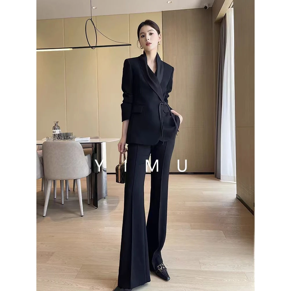 【6907套装-YR】新中式国风西服年会主持外套休闲职业黑色西装套装