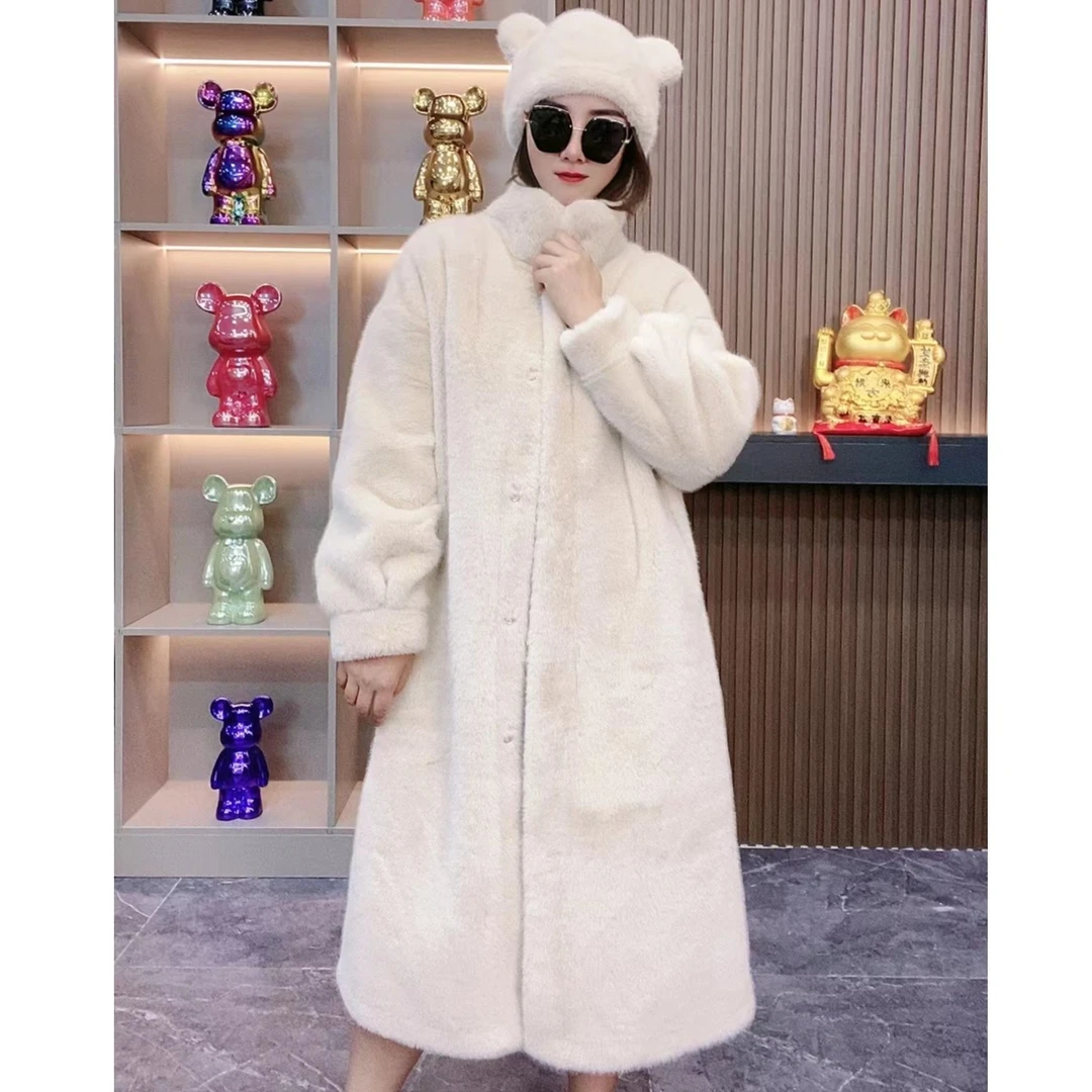 【女王专属】网红洋款时尚冬季宽松气质减龄百搭女装 白色韩版秋冬