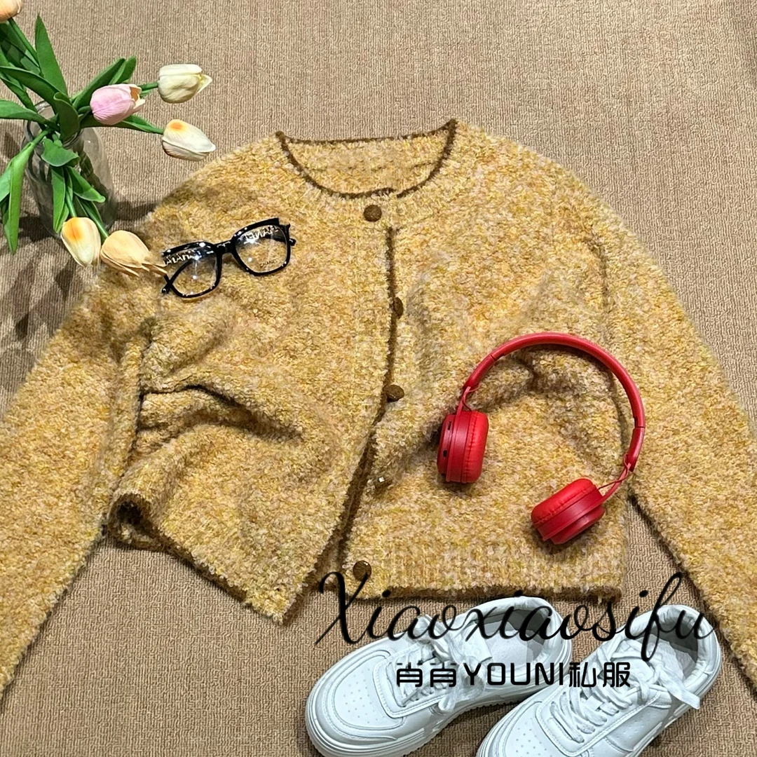 肖肖家-吐司咖豆 小众设计感圈圈毛衣针织开衫宽松显瘦外套上衣