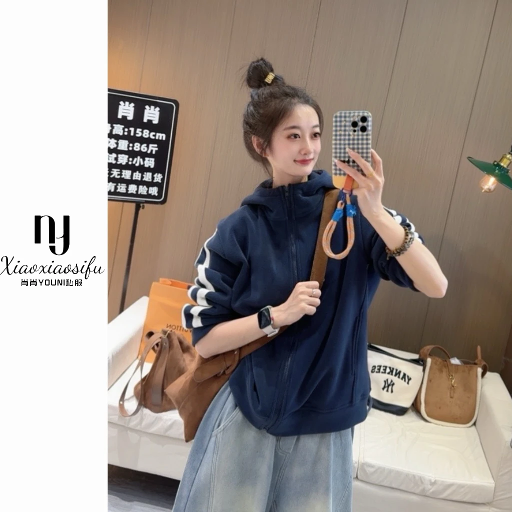 肖肖家-蓝莲花 秋冬季纯色卫衣百搭韩版高领上衣
