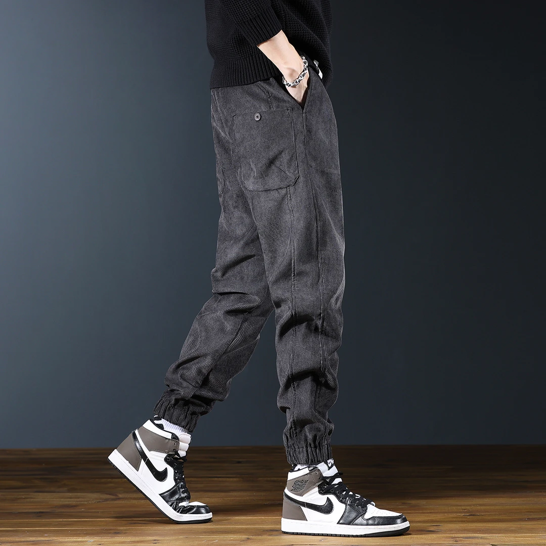 MR.MUDI/穆迪先生美式裤子男士秋冬款宽松潮牌束脚裤简约百搭休闲