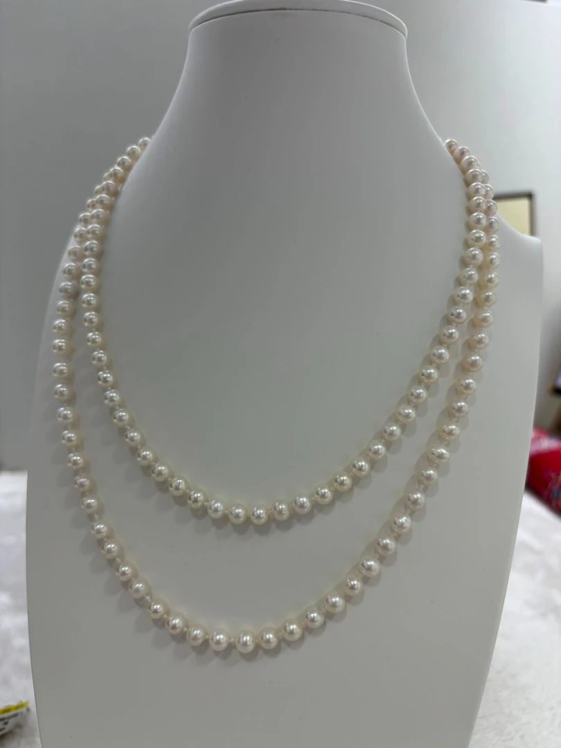 淡水珍珠气质时尚百搭经典毛衣链5-6MM D074