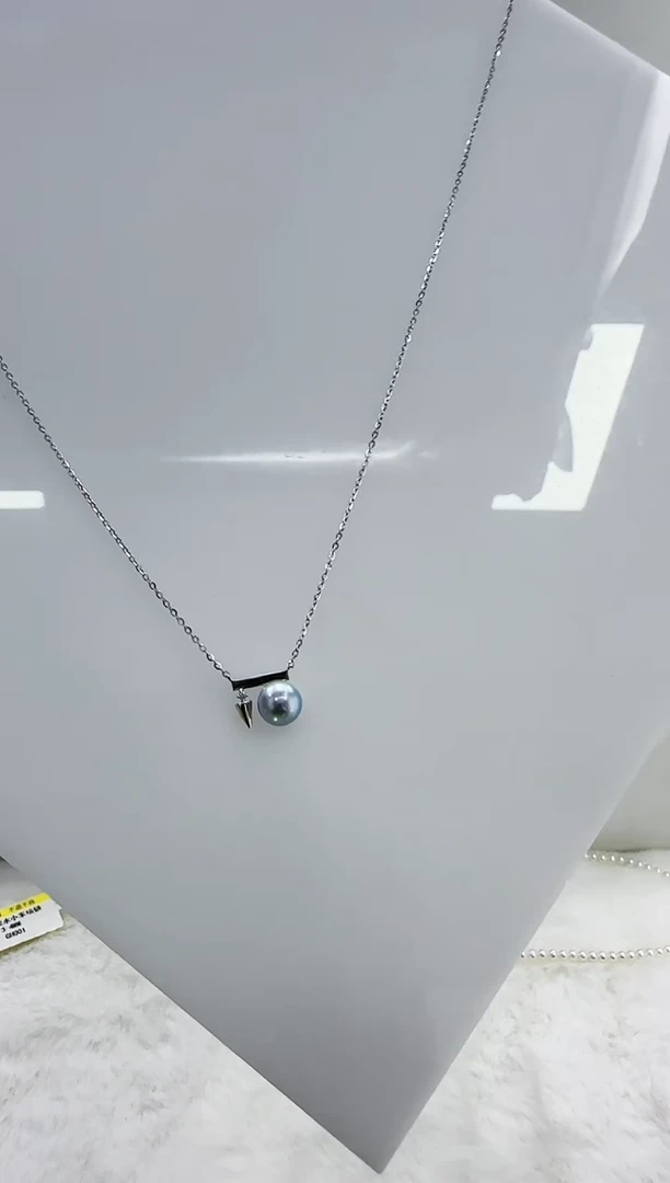 【闪购商品】海水珍珠DA银S925镶嵌c1066  灰珠套链7