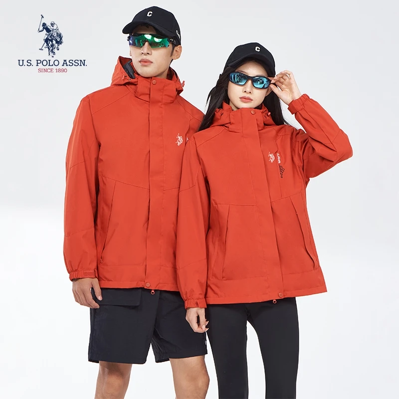 U.S. POLO ASSN.美式拼色保暖登山抓绒内胆三合一外套1818
