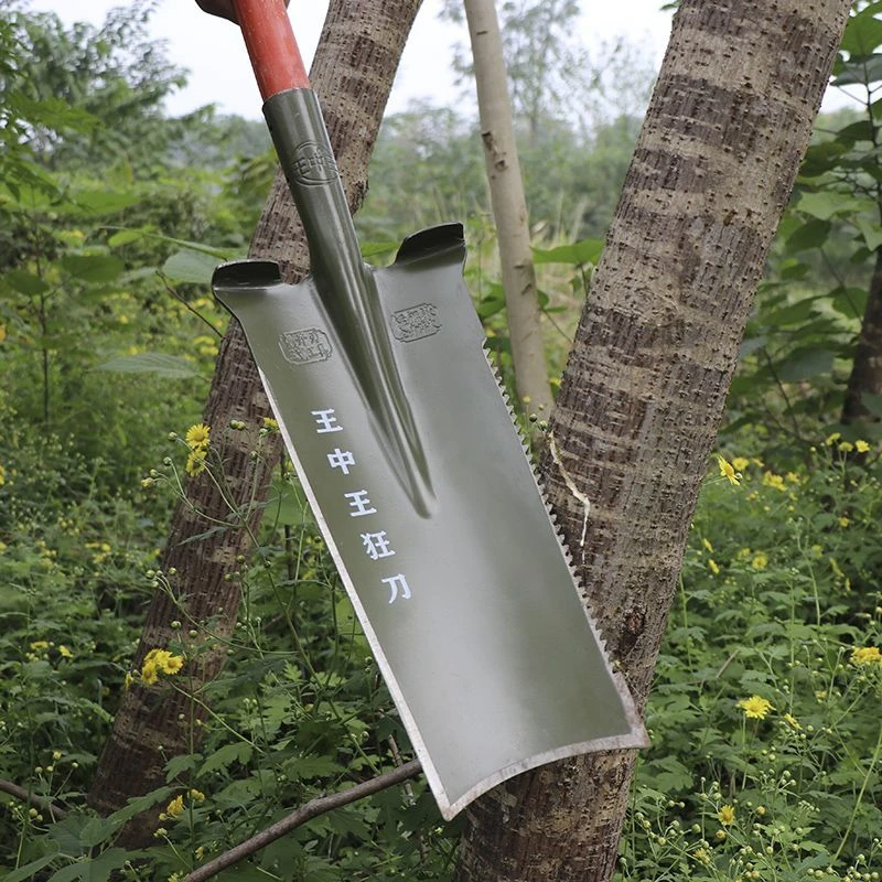 王中王铁锹锰钢铁锹专用锹窄口农用尖头铁锨加厚挖树根工具多用铲