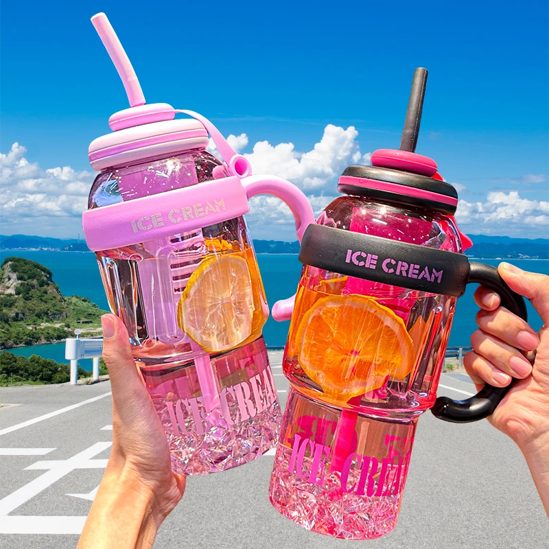 巨无霸水杯大容量女耐高温吸管杯便携高颜值冰霸杯便携茶仓太空杯