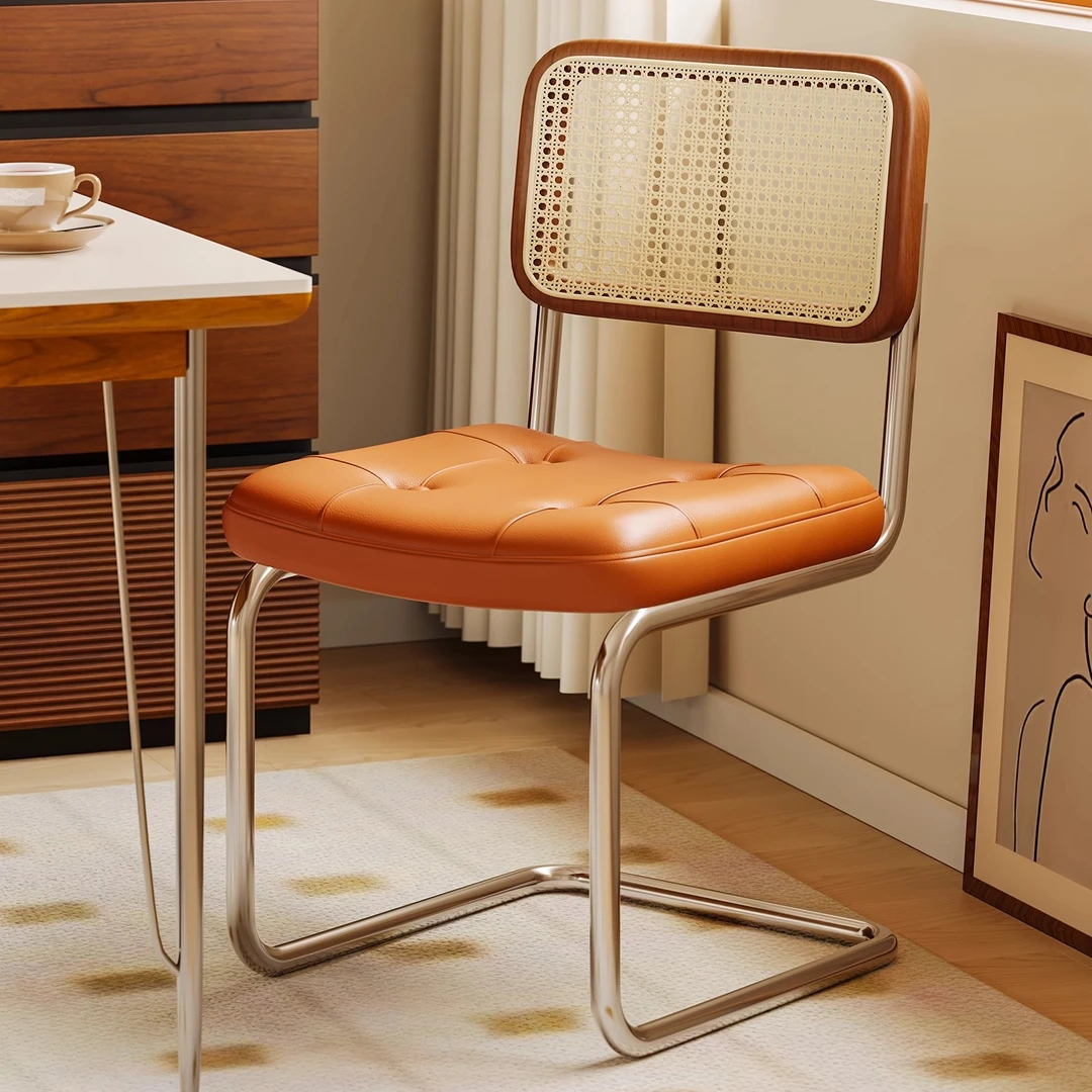 中古藤编椅子餐椅家用餐厅餐桌椅吃饭凳子靠背阳台休闲铁艺书桌椅