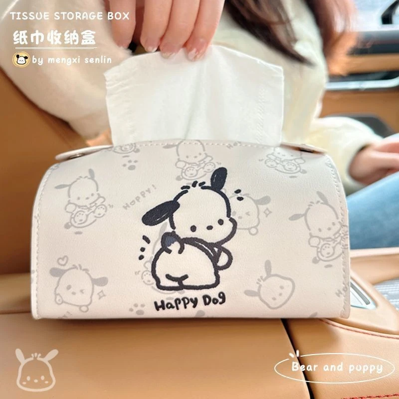 维尼帕恰狗创意车载纸巾盒挂式高级感可爱女扶手箱车用收纳抽纸盒