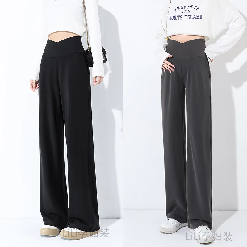 【孕期全阶段】孕妇阔腿裤低腰休闲垂感宽松显瘦直筒拖地裤托腹裤