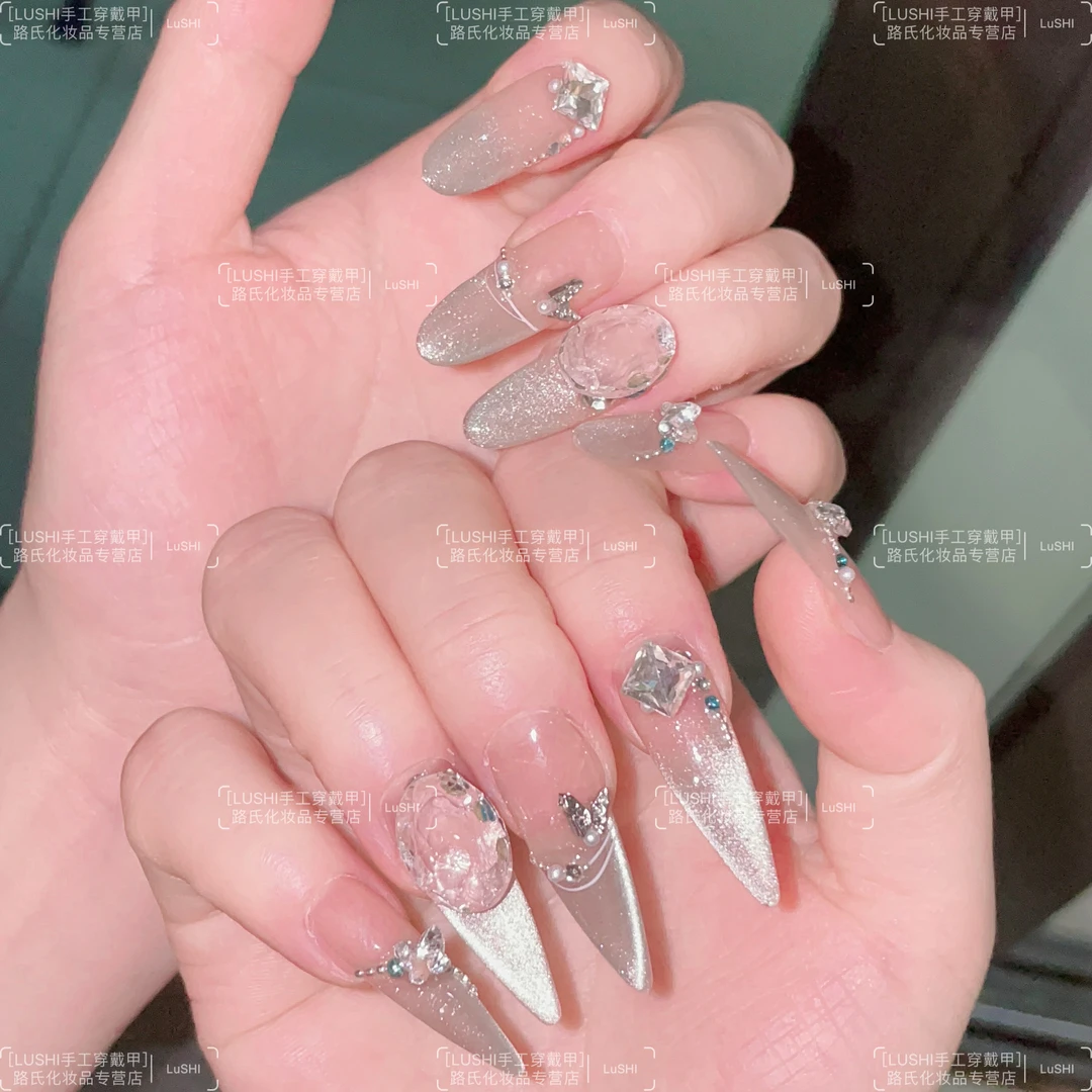 （甜心奥利）猫眼爆闪纯手工穿戴甲可拆卸