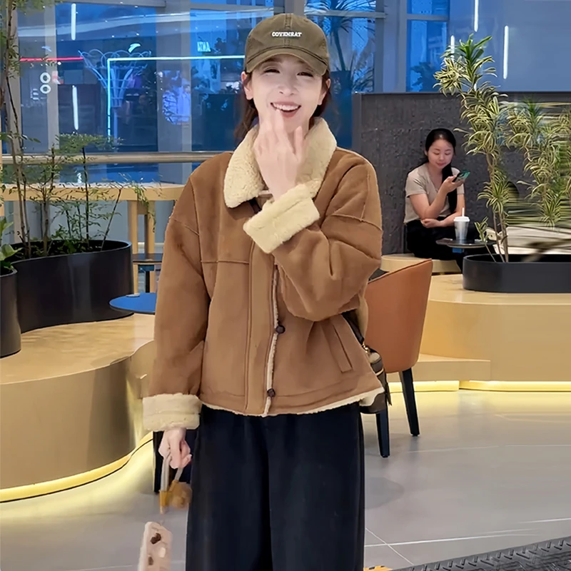 加厚女短款冬季短外套秋冬宽松百搭加绒网红上衣ins韩版翻领气质