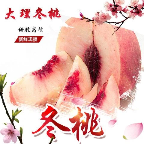 大理冬桃现摘树上果后期软糯应季新鲜采摘离核桃好吃毛桃