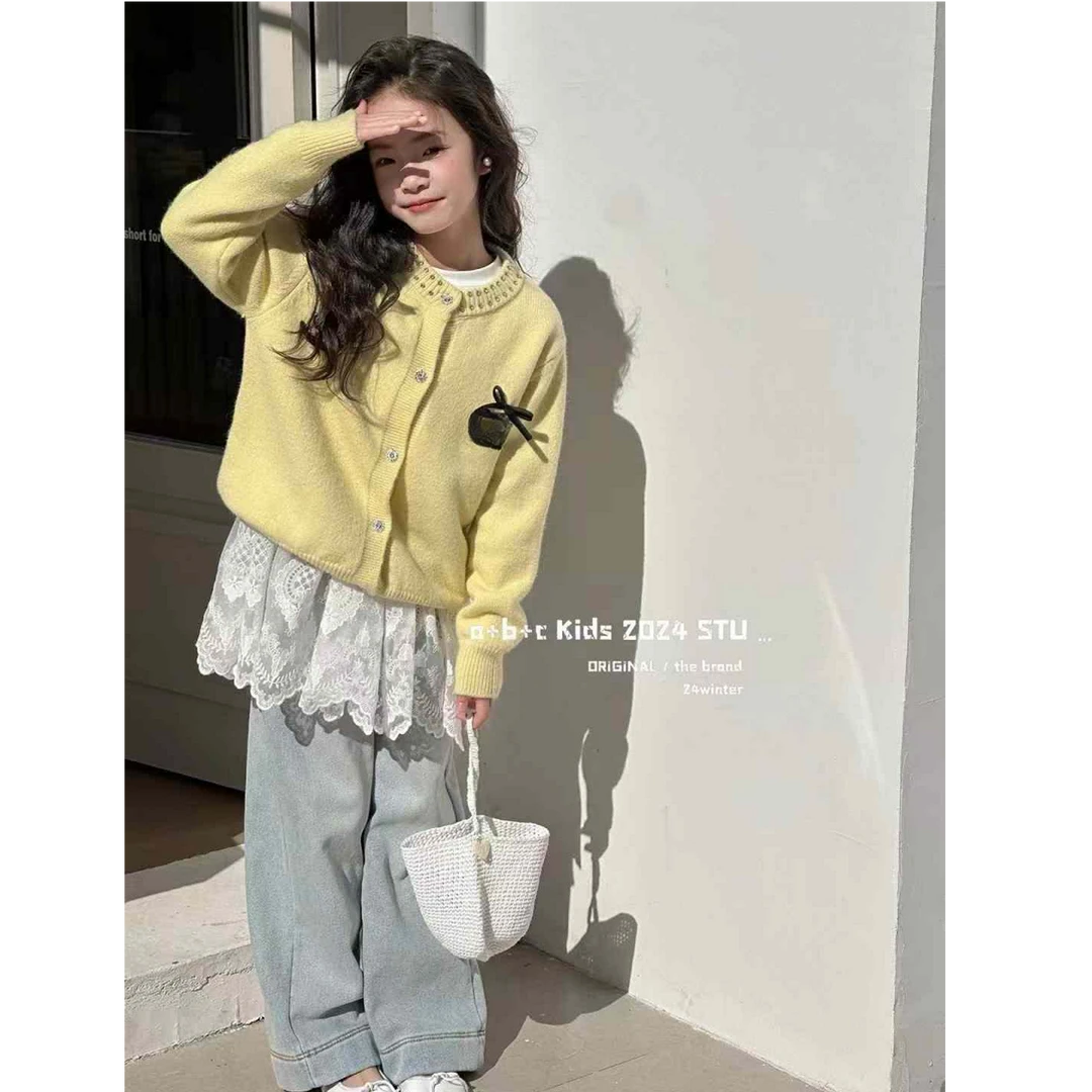 【豪宝贝】2024FW新品钉钻甜美系重工开衫毛衣5762