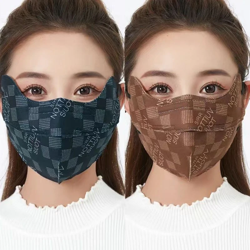 3d开口带字母冬季保暖口罩挡风棉布可水洗透气加大加厚时尚护眼角