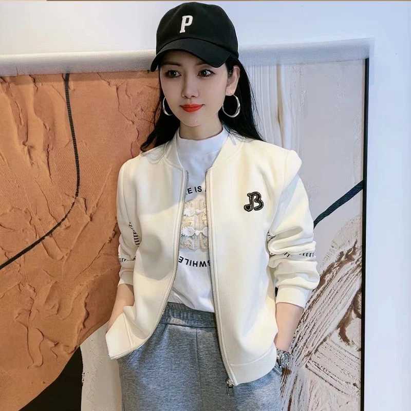 高含棉小个子时尚短外套女2024年秋季新款宽松减龄拉链棒球服上衣