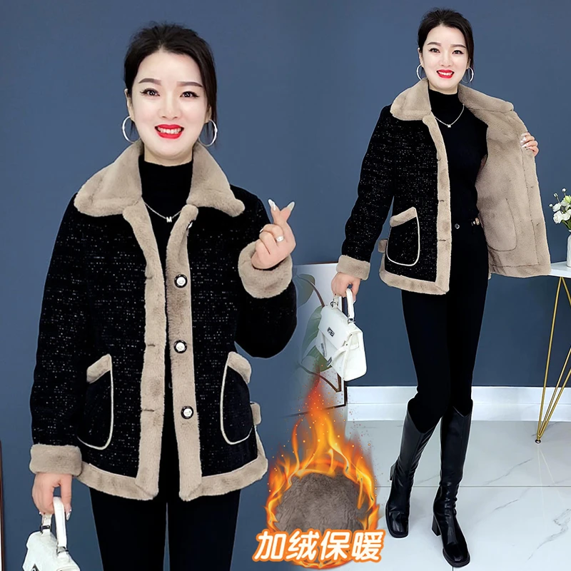 加绒加厚外套短款女2025年冬季新款复古减龄宽松高端时尚洋气大衣