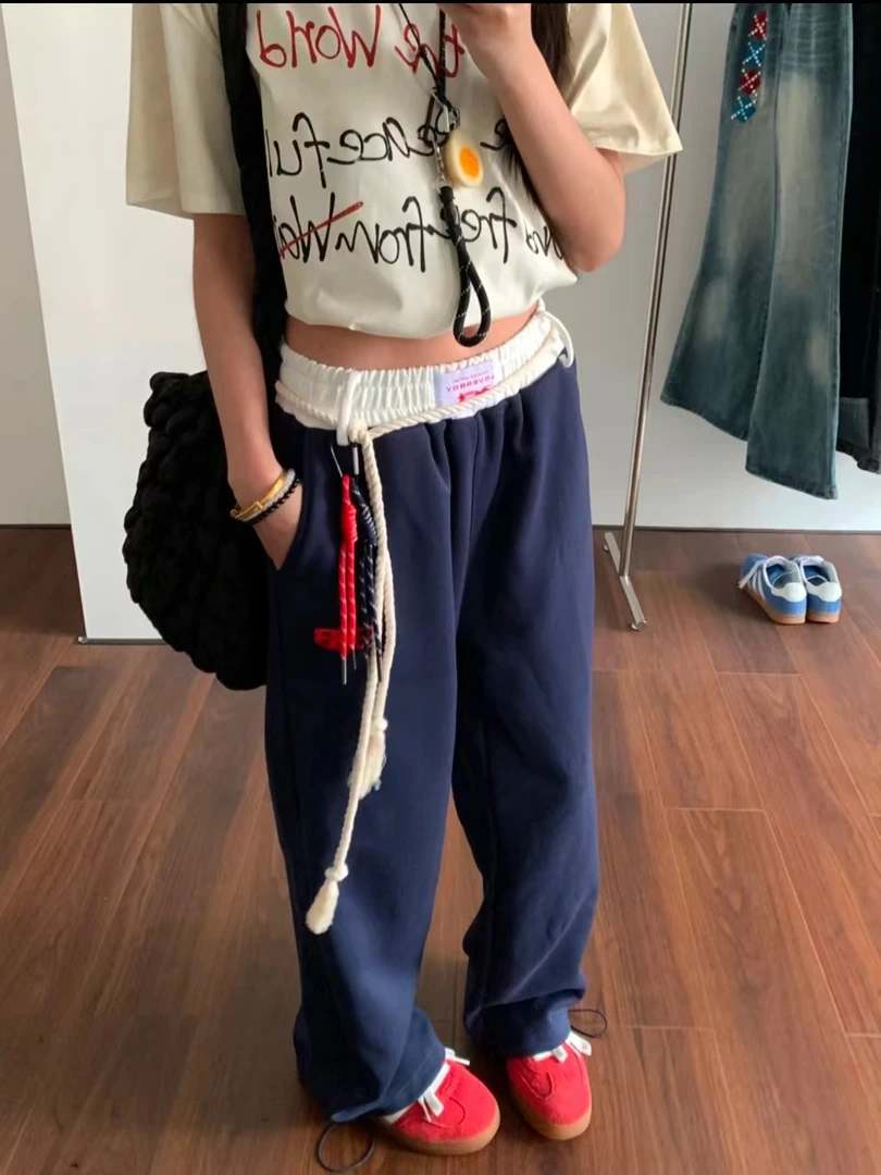 月老家原创美式嘻哈休闲裤男女街舞爵士卫裤百搭直筒运动裤子