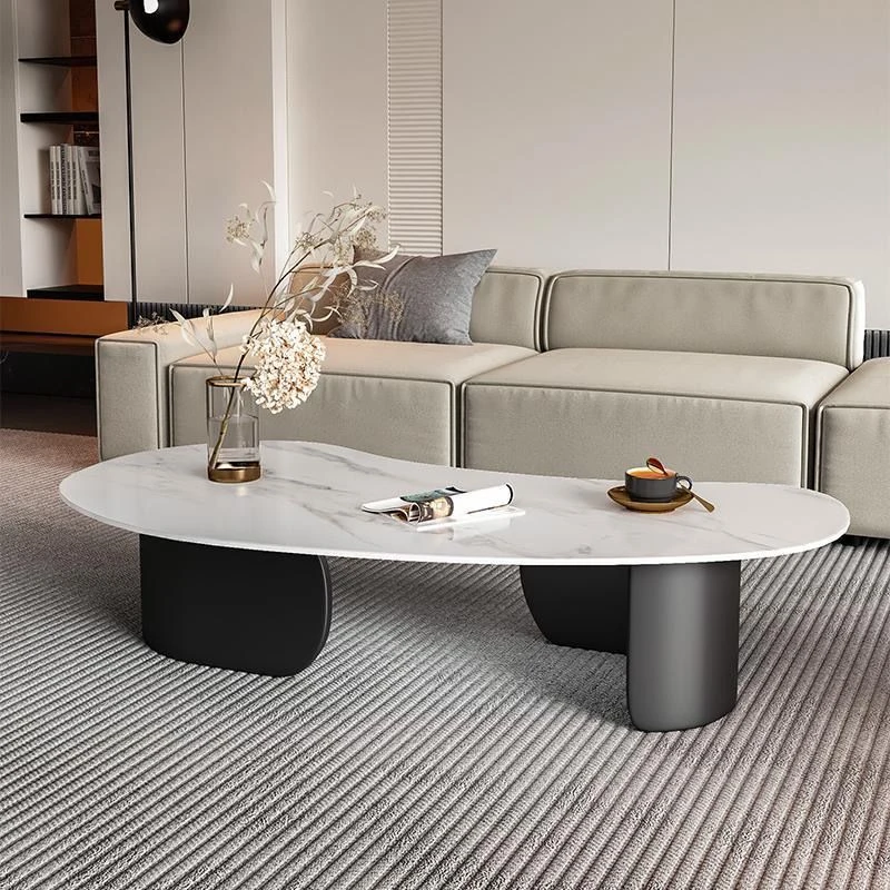 意式岩板茶几家用客厅腰果异形小茶桌轻奢简约现代创意小户型圆形