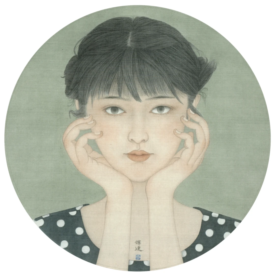 当代工笔仕女临摹学习专用微喷白描韩国绢高清喷绘正圆直径30cm