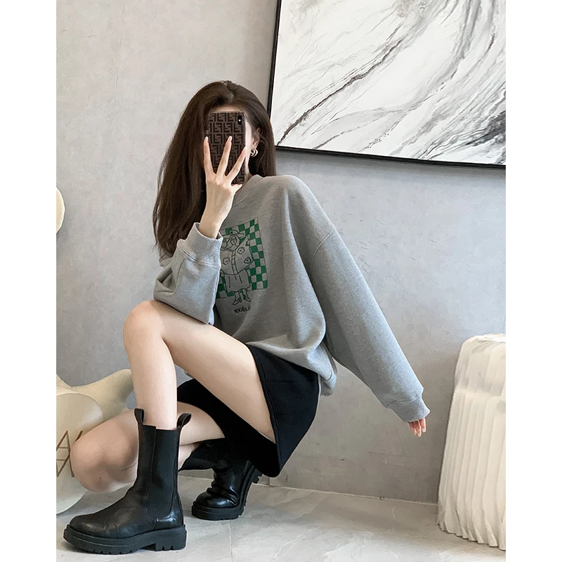 早秋chic长袖别致上衣2023年秋季新款设计感小众灰色卫衣女潮秋冬