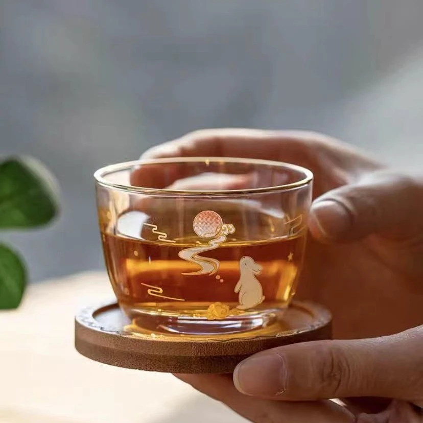利利家藏金杯望月高颜值带杯托一只手工高档茶杯观山杯防烫茶道