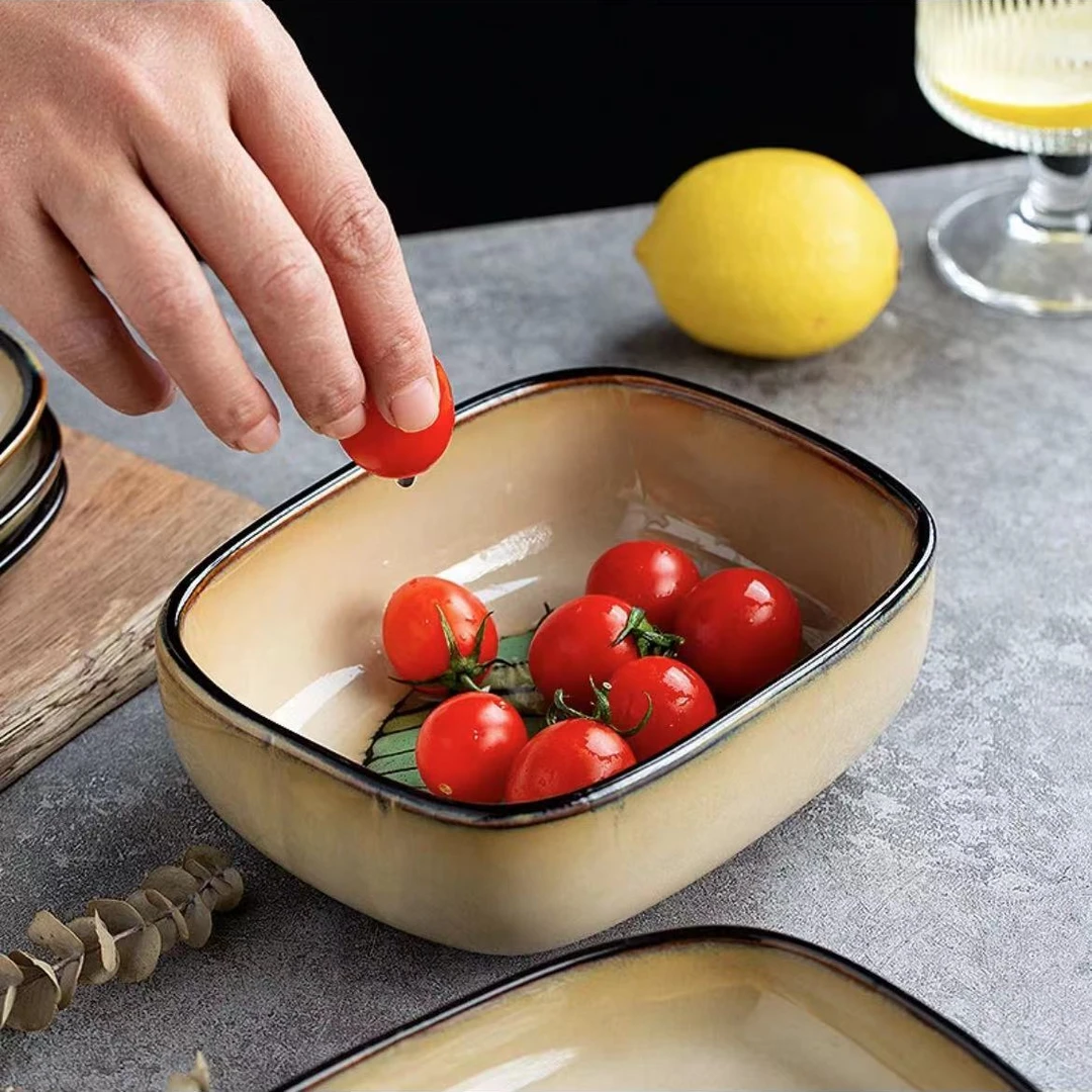 利利家桑叶6.2英寸小方碗家用一只清库存微瑕