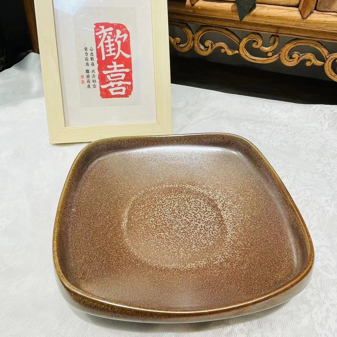 利利家景德镇粗陶正方形厚边盘浅盘清库存