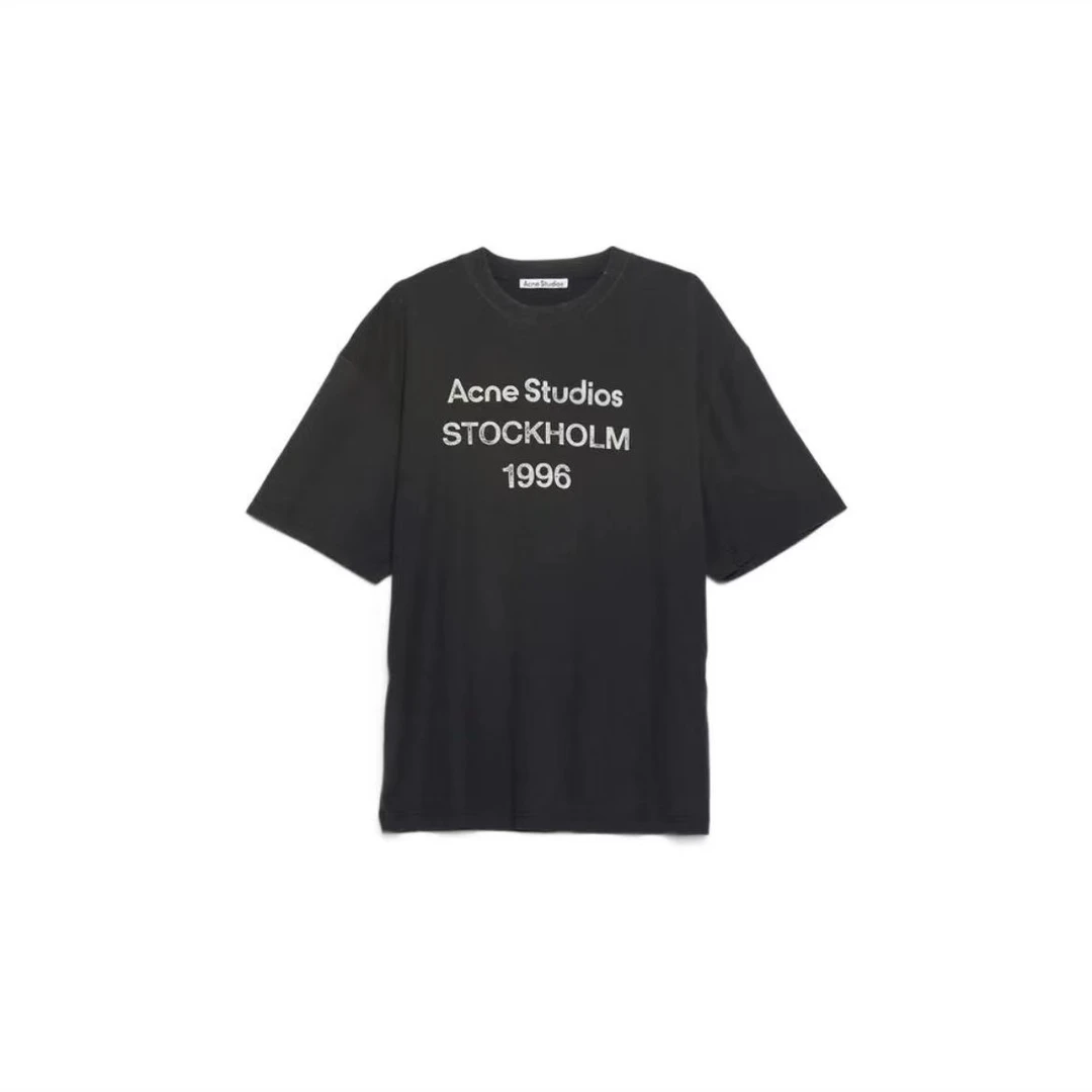 Acne studio 黑色做旧1996印花圆领短袖 lee