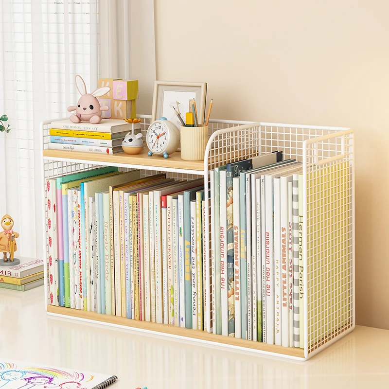 桌面书架儿童绘本收纳架书桌宝宝书立架桌上简易书籍书本书柜神器