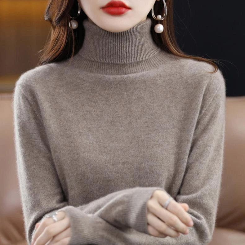 鄂尔多斯市2025年秋冬季新款高领羊绒衫百搭女士宽松羊毛衫毛衣女