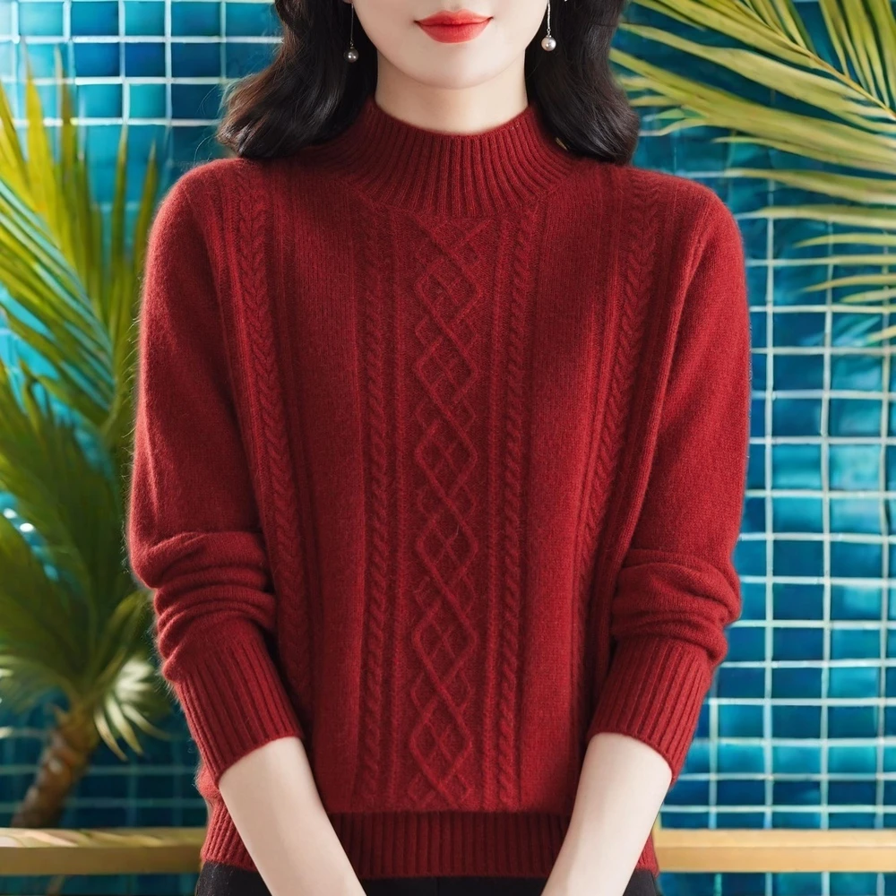 羊绒衫毛衣女2025秋冬爆款洋气上衣女士妈妈半高领上衣