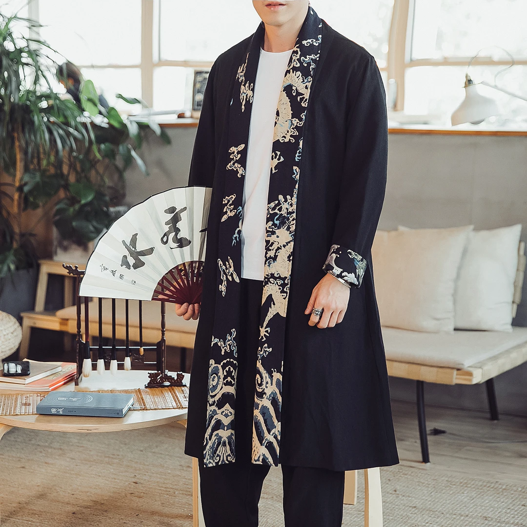 中国风男装改良唐装外套复古风汉服古装中式长衫道袍禅服男居士服