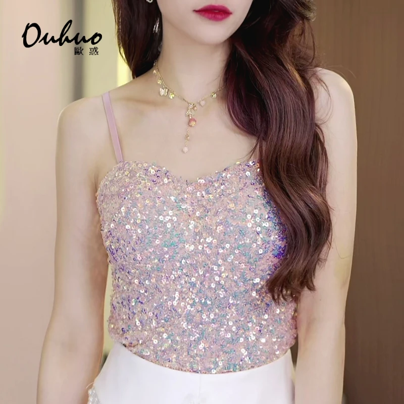 【现货福利】2025夏季新款亮片打底性感内搭美背吊带背心OHVSG04142
