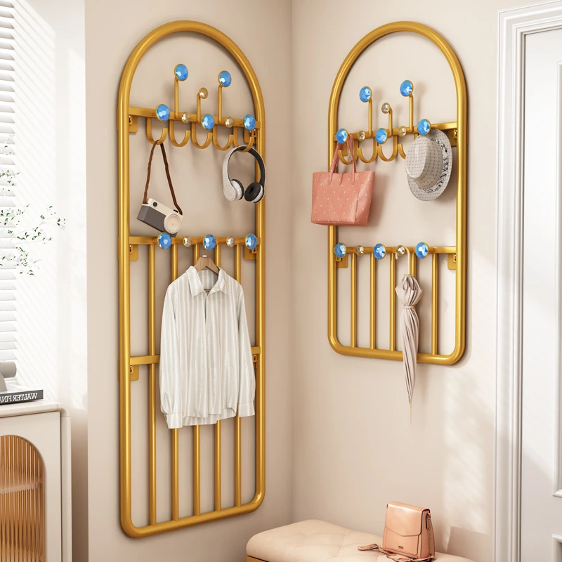 壁挂衣帽架玄关入户挂衣架免打孔墙上衣服挂架门后粘钩收纳衣帽钩